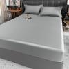 Simple Grey Fitted Sheet Set Solid Color Ice Silk Bedspread with Pillowcases Luxury Smooth Soft Fitted Sheet with Elastic Band