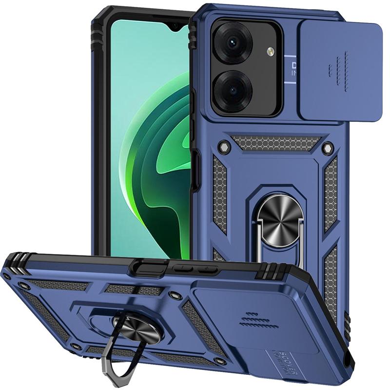 Противоударный защитный чехол со слайд-объективом для Xiaomi Redmi Note 12 11 10 Pro 11S 10S 13C 12C 11A 10C 10A Poco M4 X3 X4 NFC X5 Pro 5G 4G, задняя крышка с кольцом-подставкой