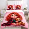 3pcs Cute Merida & Bear Quilt Cover Set - Soft and Cozy Bedroom, Guest Room and Dorm Decorative Bedding 3-Piece Set 1 Quilt Cover + 2 Pillow Sham