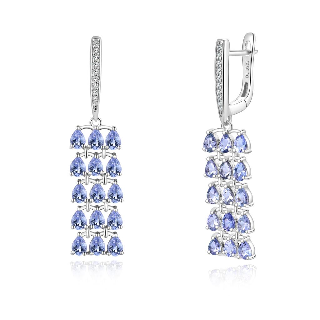 Light Luxury Gorgeous Design Natural Blue Tanzanite S925 Silver Fine Earrings for Women Anniversary & Engagement & Banquet Wear