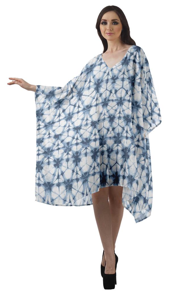 Moomaya Georgette Short Caftan Midi Dress Beach Swimwear Cover Up Womens