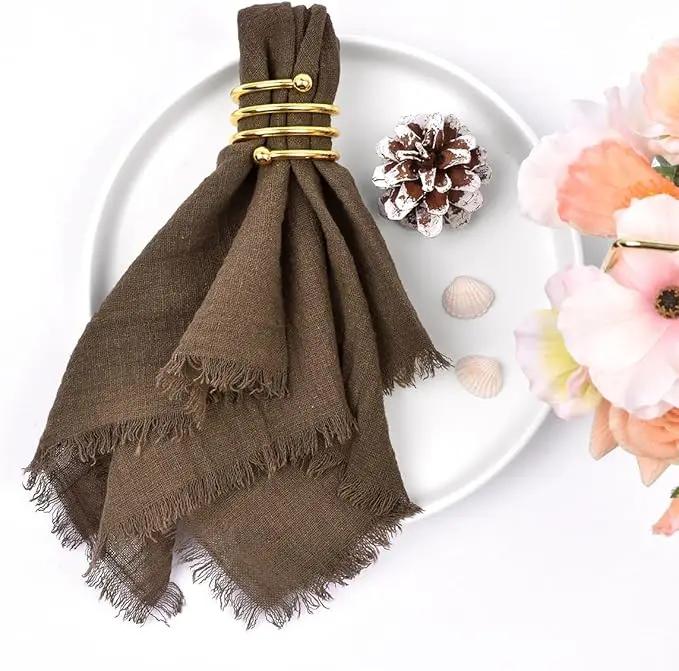 24 шт. салфетки ручной работы из ткани с бахромой 12,5x12,5 дюймов, многоразовые мягкие деревенские хлопковые салфетки для ужина на свадьбу