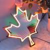 42cm Color-Changing LED Neon Sign Double-Sided Mirror Art Tunnel Clover Design for Store And Home Decor Hanging & Standing Optio