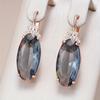 Large Oval Cut Blue Zircon Drop Earrings for Women Exaggerated Geometric Earrings Vintage Luxury Party Jewelry Unique Accessories