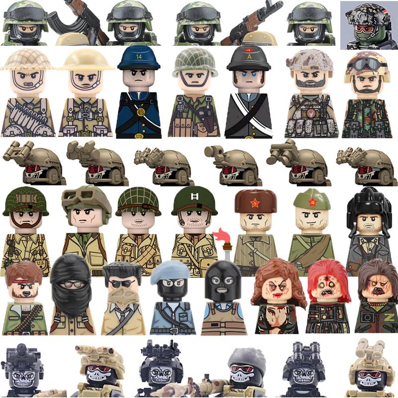 Конструктор MOC Военный Солдат Спецназ Оружие Пистолеты Шлемы Армия Великобритании Советская Армия Армия США Прибор Ночного Видения Мини Кирпичики Подарки