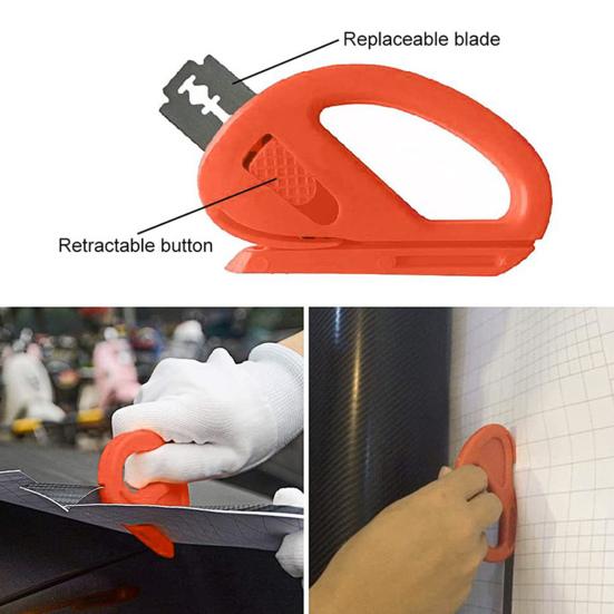 12 шт. резаков для виниловой пленки, стайлинг автомобиля, оранжевые виниловые пленки для автомобиля, безопасные принадлежности для мастерской