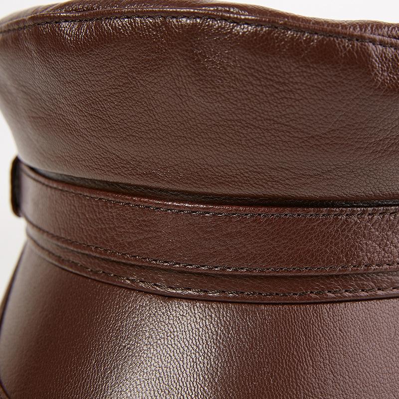 Autumn and Winter Europe and America Middle-aged and Elderly Motorcycle Men Leather Rock Pirate Cap Captain Cap Outdoor Flat Cap