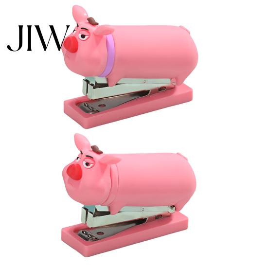 Functional Stapler for Receipts And Crafts Mini Cartoon Stapler, Cute Pig Shape, Portable Lightweight PVC Small Desktop Office Desk Shell Binding