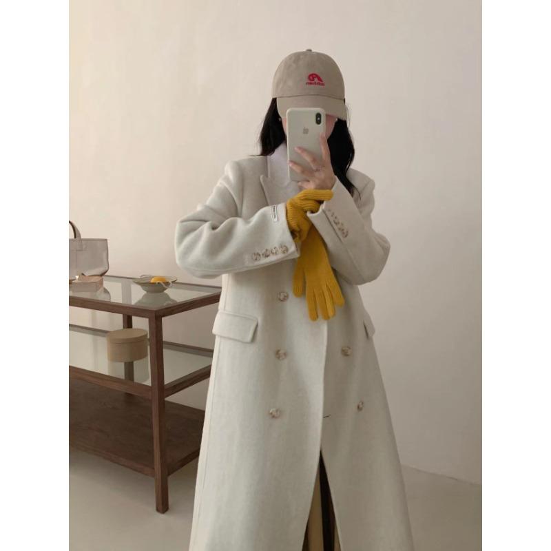 Двустороннее шерстяное пальто, длинное женское пальто высокого класса