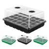 Plants Nursery Box with Humidity Dome 24 Cells or 48 Cells Transparent Seeds Starter Tray Plant Germination Box Adjustable Vents