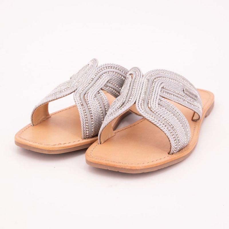 Мулы гавана серебристые со стразами Женские LES TROPEZIENNES PAR M.BELARBI