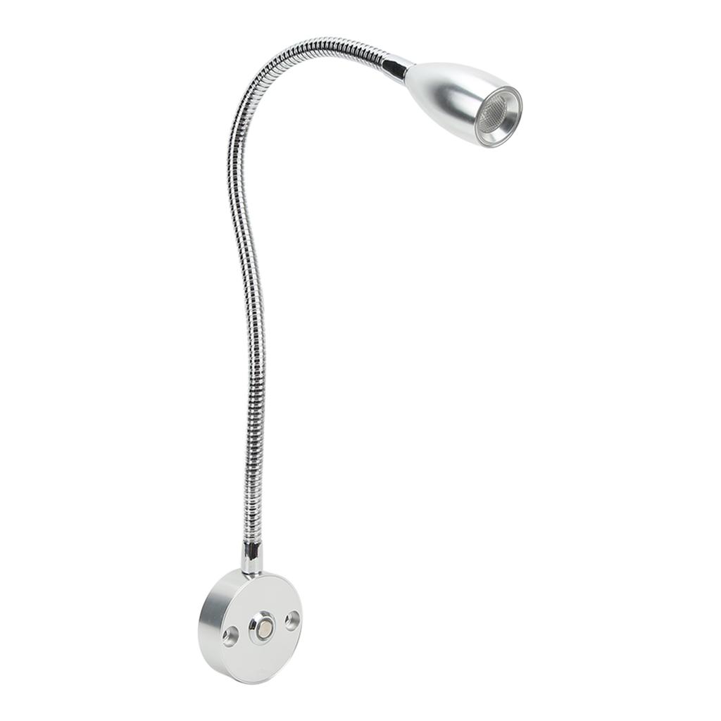 Светодиодный светильник для чтения 3 Вт, настенный светильник для чтения, гибкая гусиная шея, 3 регулируемых цвета для дома на колесах, лодки, каравана, серебристый, 3 цвета