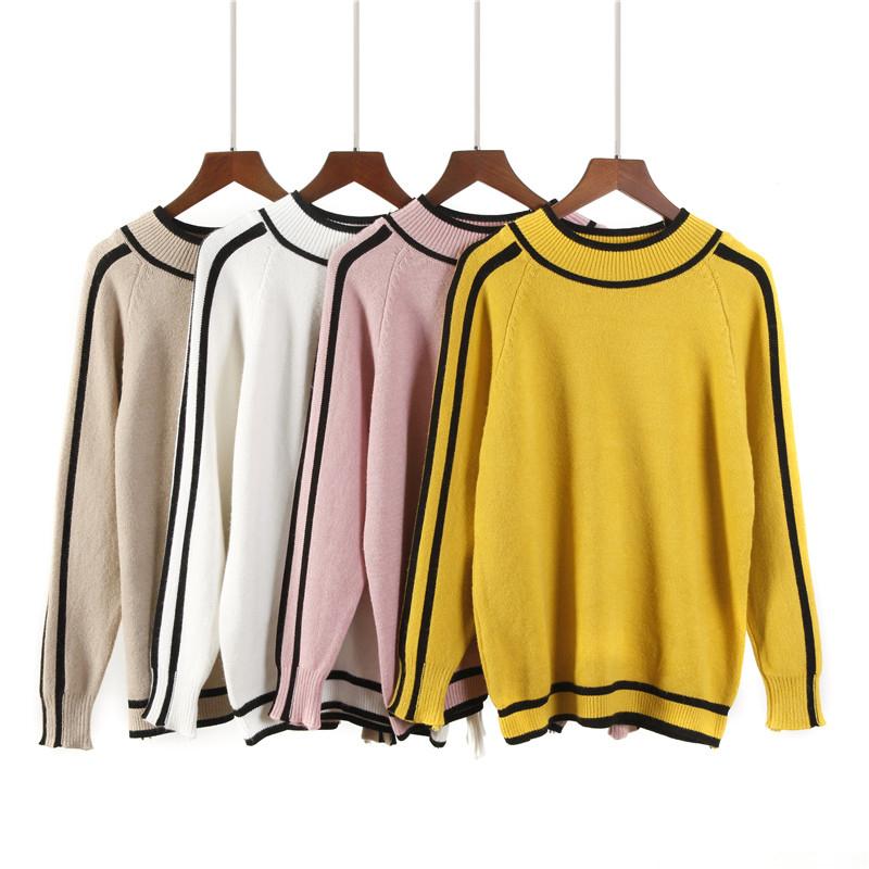 Hirsionsan Autumn Winter Sweater Women 2021 O Neck Knitted Pullovers Female Soft Basic Striped Jumper Casual Thicken Sweaters
