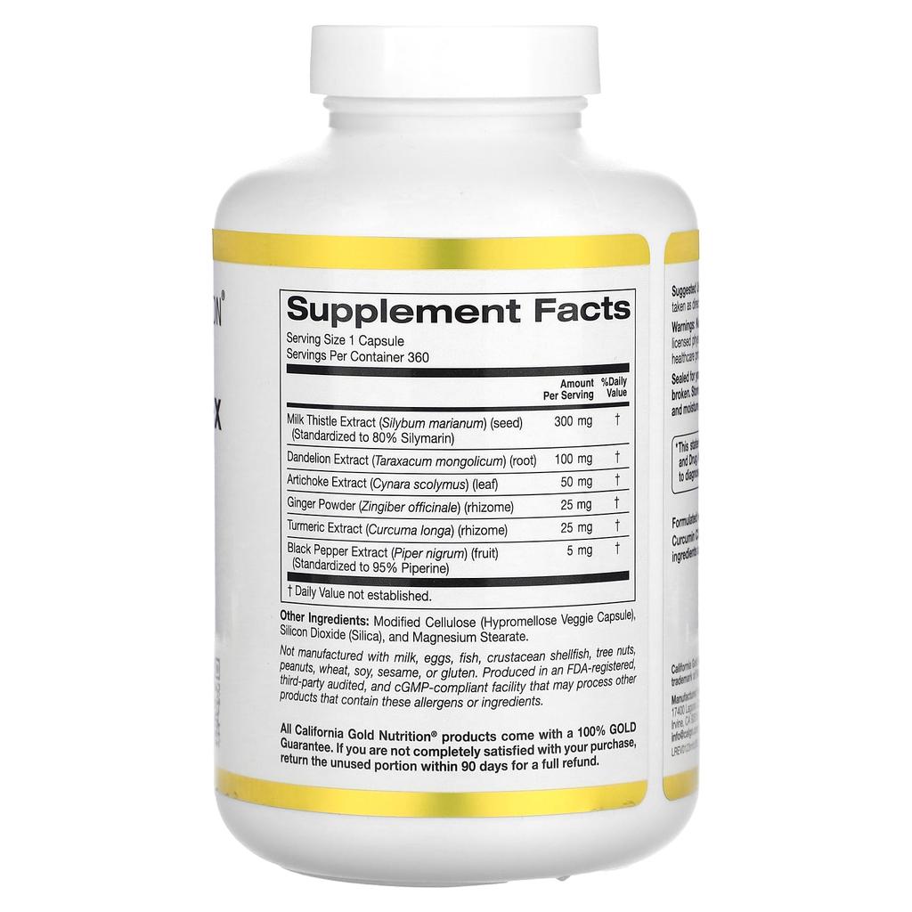 California Gold Nutrition Silymarin Complex, Milk Thistle Extract, BioPerine, 360 Capsules