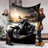 Motorcycle Theme Printed Blanket - Perfect for Couch, Bed, Travel & Outdoor Use | Machine Washable, Cozy & Durable.