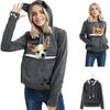Ladies Hoodies Big Pouch Sweatshirt Women Pet Holder Fall Fashion Pullover  Cat Ear Pouch
