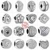 925 Sterling Copper White Zircon Heart Dog Claws Round Flower Beads Fit Original Pandora Charms Bracelet DIY Fashion Zircon