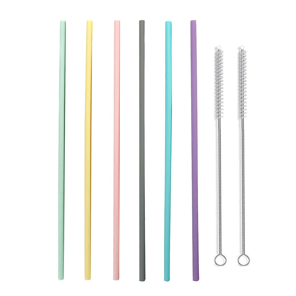 Pack of 6 Colorful Silicone Straws Travel Cups Straws Silicone Material Replacement Accessory Reusable Straw for Cups