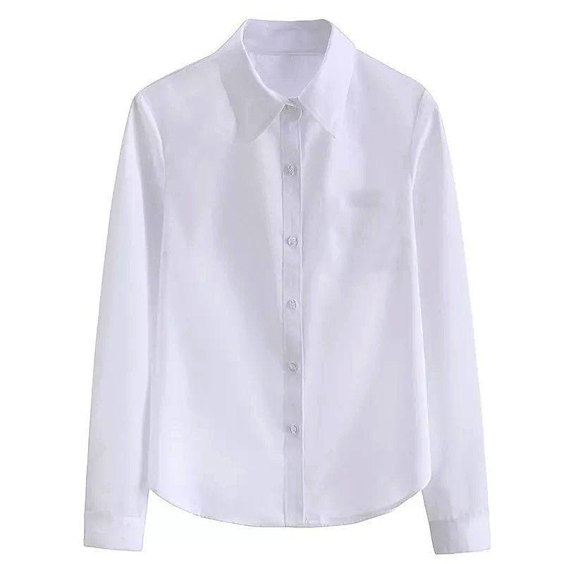 Womens Long Sleeve Business Shirt With Spliced Polyester For Office Work And Formal Wear