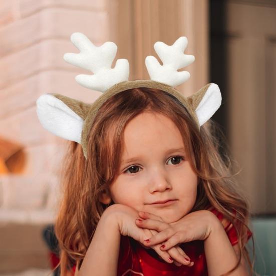 Плюшевая повязка для волос, праздничная рождественская шляпа, повязка на голову с рогами, гибкий рождественский головной убор для детей и взрослых, праздничный декор