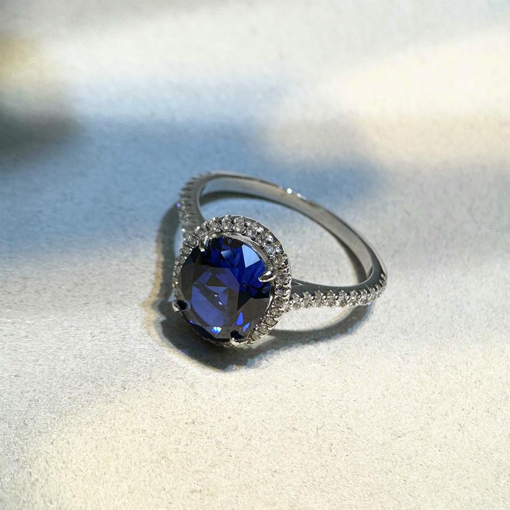 2024 Women's 3ct Oval Royal Blue Sapphire Ring, 925 Sterling Silver, Classic European & American Style