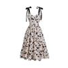Женские популярные французские платья в стиле Хепберн с винтажным галстуком и цветочным принтом