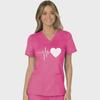 Униформа медсестры с принтом «Сердцебиение и любовь» в европейском и американском стиле, V-образный вырез, два кармана, футболка с коротким рукавом, большой размер