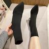 2025 Spring Large Size, New Thick High-heeled Socks Boots Pointed Fashion Thin Socks Boots Casual Socks Boots
