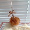 Fashionable Fur Ball Mobile Phone Chain With Bow, Cute And Sweet Pendant Keychain