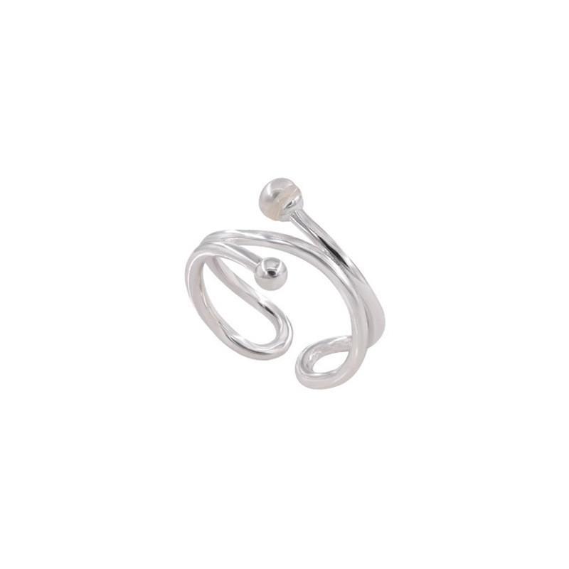 Stylish Minimalist Pearl Ring For Women Adjustable Copper Unique Geometric Design