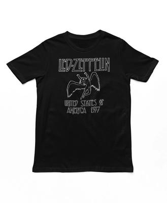 Led Zeppelin Black USA 77 Футболка Мужская Рок-н-ролл Музыкальная группа Футболка Новая Черная
