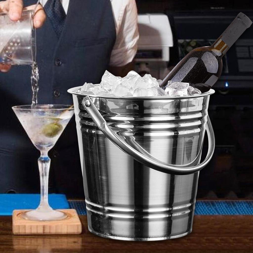 Ice Bucket Beer with Handle Metal Pail Beverage Tub for Family Gatherings Bar Accessories