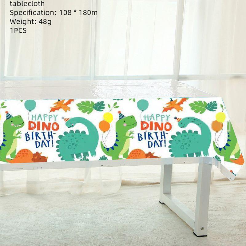 Dinosaur Cartoon Party Birthday Supplies Tableware Plates Cups Banner Tablecloth