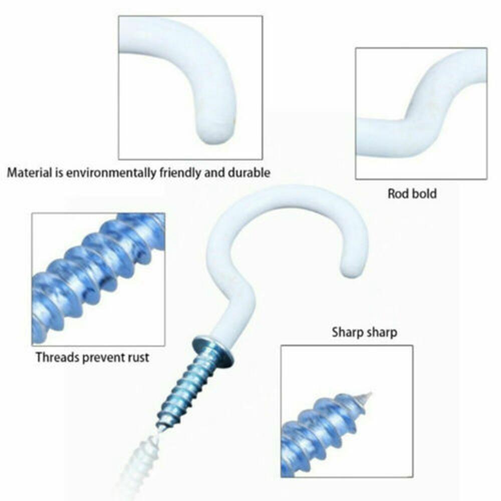 10pcs Heavy Duty Screw-In Holder Home Storage Ceiling Hooks Cup Hooks Mug Hanger Wall Mounted