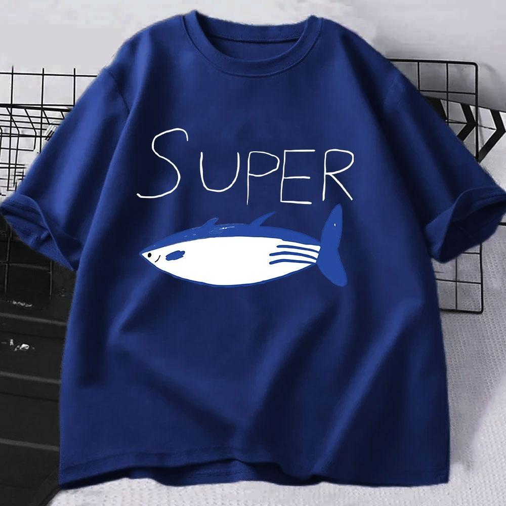Kpop Korean Jin Super Tuna Fish Tshirts Fashion Vintage Short Sleeve Tshirt Unisex Unisex Clothing Cotton Casual Oversized T Shirt