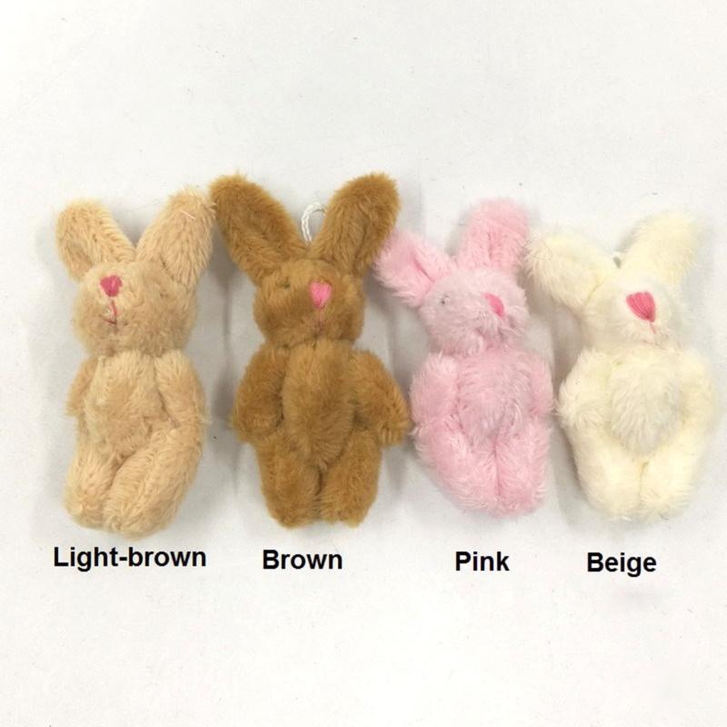 5pcs 4.5cm 6cm 5-color Soft Mini Joint Rabbit Pendant Plush Bunny For Keychain Bouquet Toy Doll DIY Ornaments Gifts