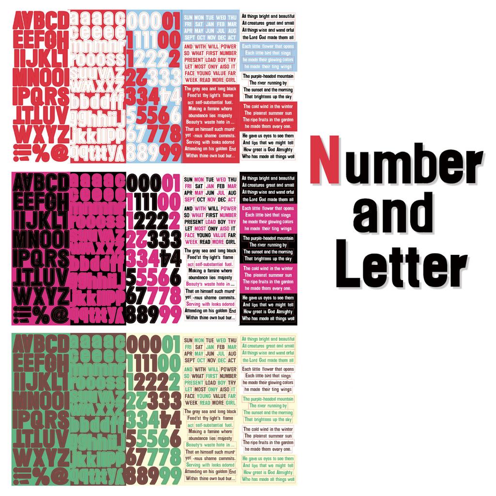 15sheet/set Chic Sweet Number Letter Scrapbook Journal Sticker for Student Creative Fashion DIY Decor Photocard Sticker