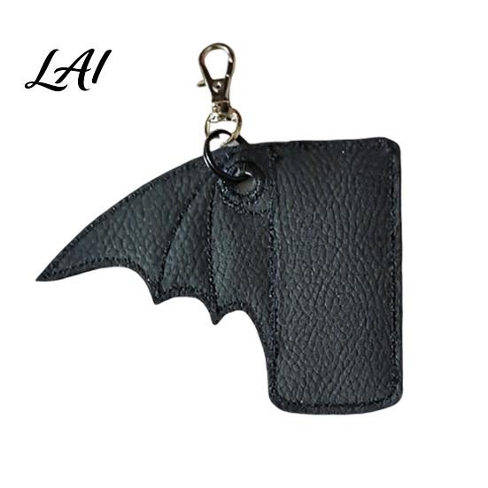 Igniter Cover Pendant Gothic Bat Case Keychain Punk Faux Leather Holder Portable Sleeve Pouch for Backpack Halloween Keychain