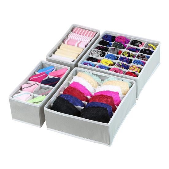 4Pcs/Set Houseware Underwear Bra Socks Organizer Drawer Divider Storage Box Case