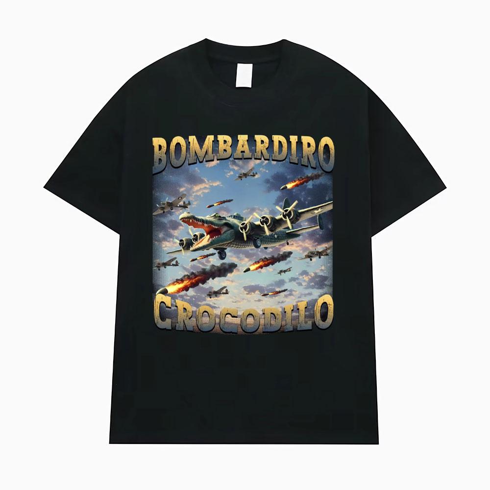 Tung Tung Tung Sahur Bombardiro Crocodilo Funny Meme T-shirt Men Women Italian Brainrot Tralalero Tralala Loose Men's T Shirts