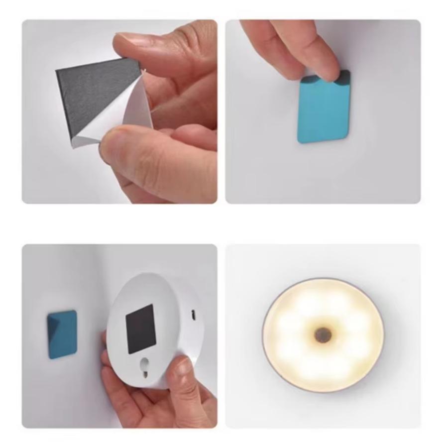 3 режима датчик движения светодиодный USB ночник круглый заряжаемый светильник спальня кухня лестница коридор шкаф освещение шкаф