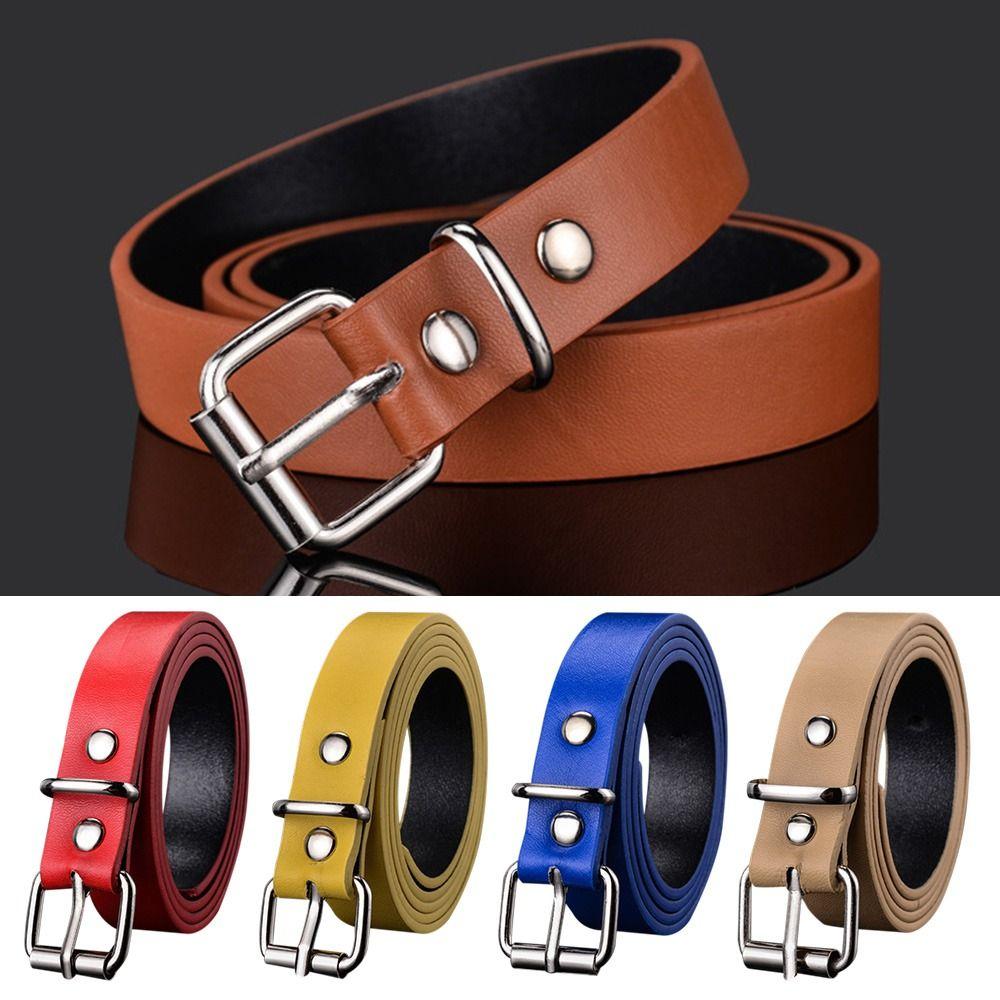 Design Retro Casual Thin Waist Strap Trouser Dress Belts Pin Buckle Waistband Children Leather Belt