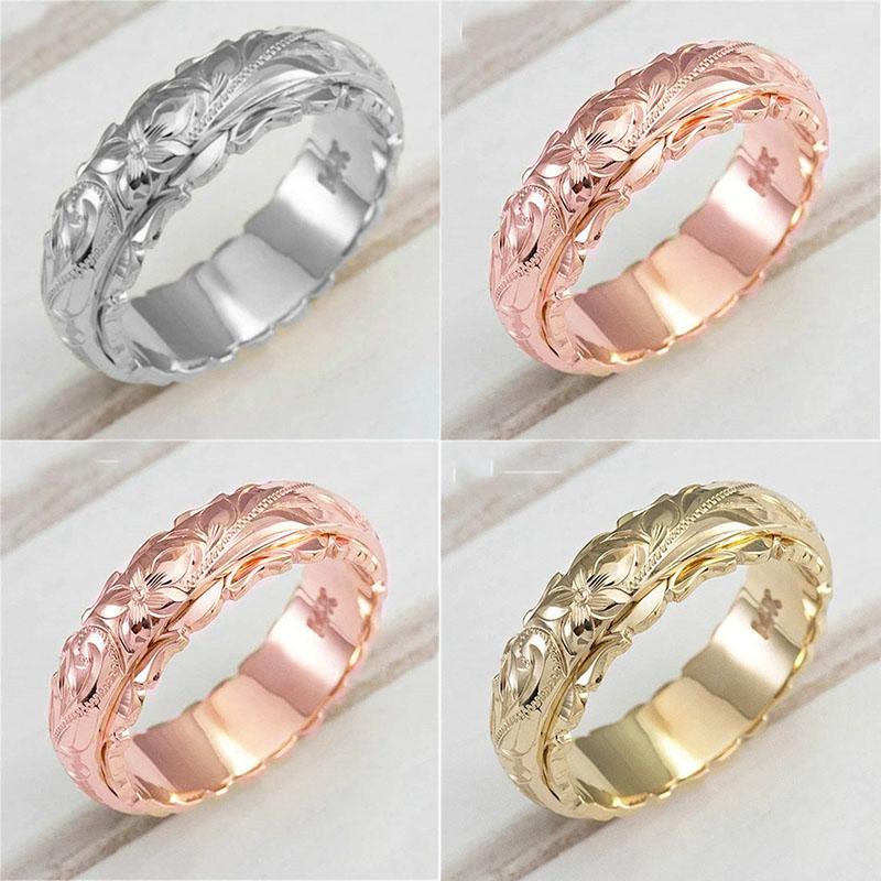 Кольцо с цветком розы, женское кольцо с покрытием, подвеска с резным орнаментом через границу, мизинец, новое золото 14 карат, Европа и Америка