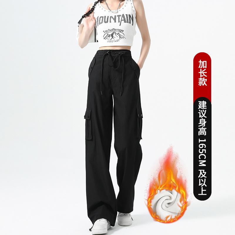 Fleece Overalls Women's Leggings Autumn and Winter New Thickened Warm High-waisted Straight Casual Sports Pants