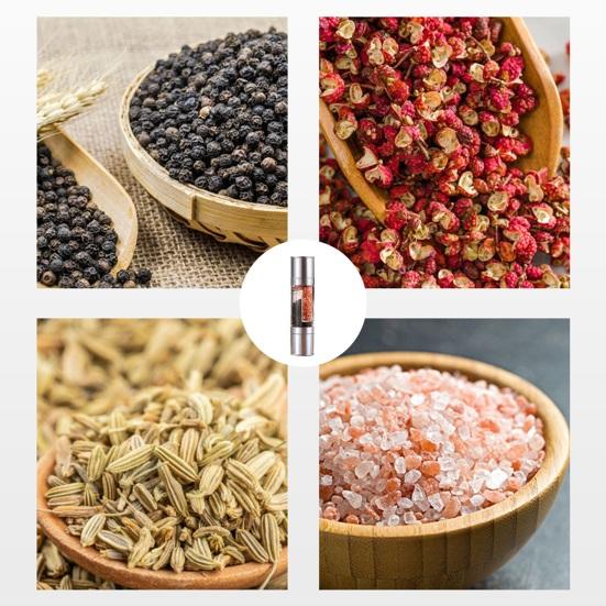 Adjustable Double Compartment Pepper Grinder with Large Bottle Mouth Manual Pepper Grinder Seasoning Bottle Kitchen Supplies