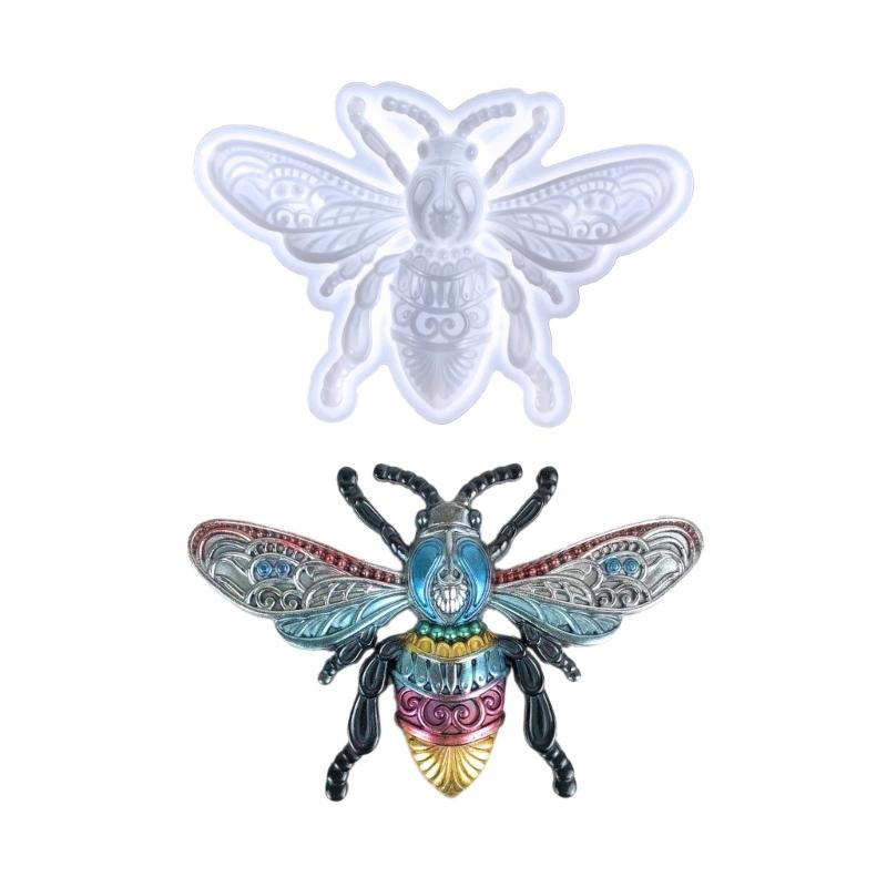 Glossy Large Bees-shape Ornaments Silicone Epoxy Resin Mold DIY Keychain Pendant Jewelry for Valentine Gift Craft