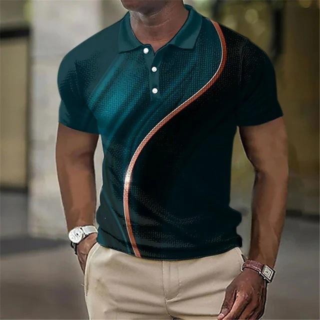 Men's spring flame-patterned short-sleeved casual shirt, a stylish polo shirt for men
