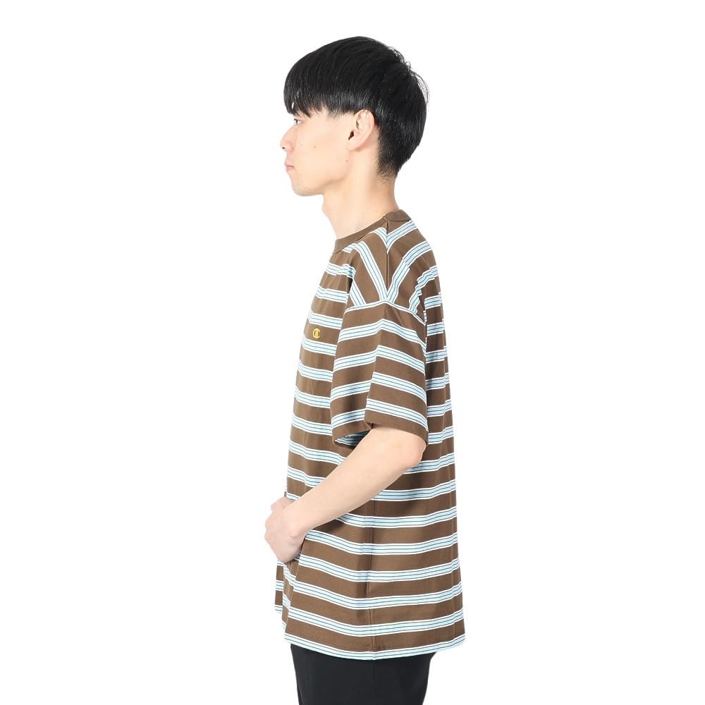 Короткая круглая одноточечная кайма с коротким рукавом коричневая [Champion] футболка, рукав, горловина, 100% хлопок, вышивка, логотип, футболка, мужская повседневная, C3-Z332