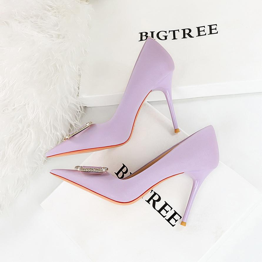 Модные женские туфли на высоком каблуке с острым носком и острым носом, туфли с водяными пуговицами и бриллиантами, модные женские туфли на высоком каблуке