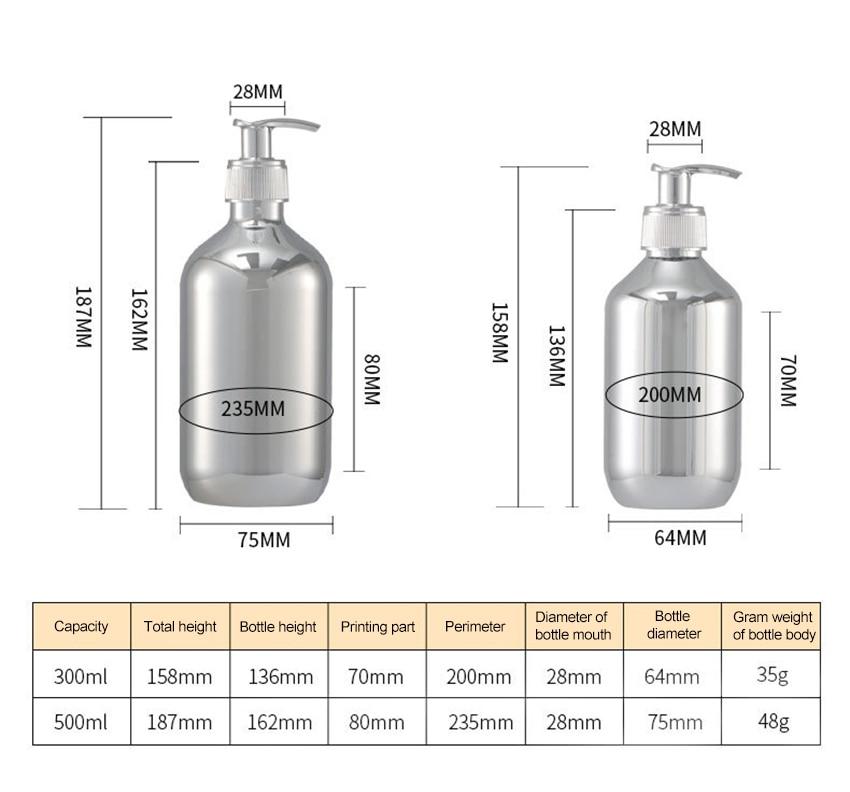 Electroplating Shampoo Bottle PET Press Type Lotion Empty Bottle Bathroom Shower Gel Large-Capacity Soap Dispenser